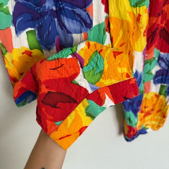 Jams World Floribunda Cropped Drawstring Pants Size M Tropical Hawaiian Boho - Picture 5 of 8